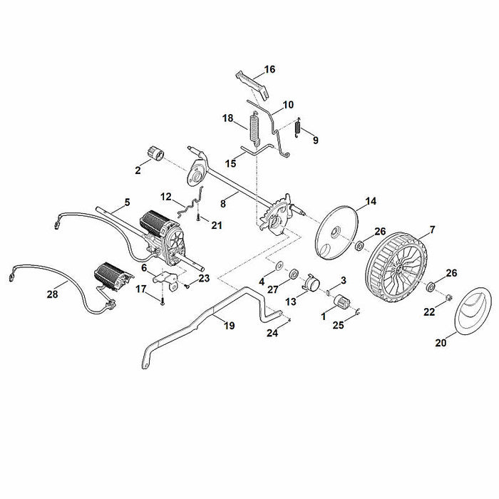 STIHL 6338-641-7100 Halter (Vario-Getriebe) positie 6 technische tekening