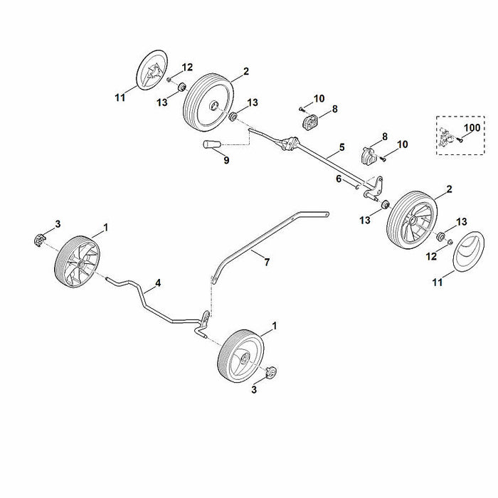 STIHL 6350-700-2460 Achse vorne positie 4 technische tekening