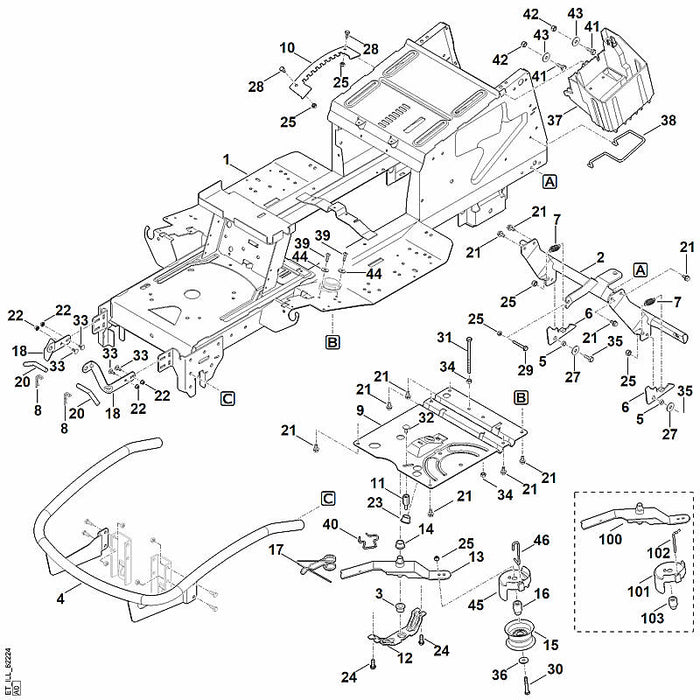 STIHL 9039-488-1784 Schneidschraube M8x16 positie 24 technische tekening