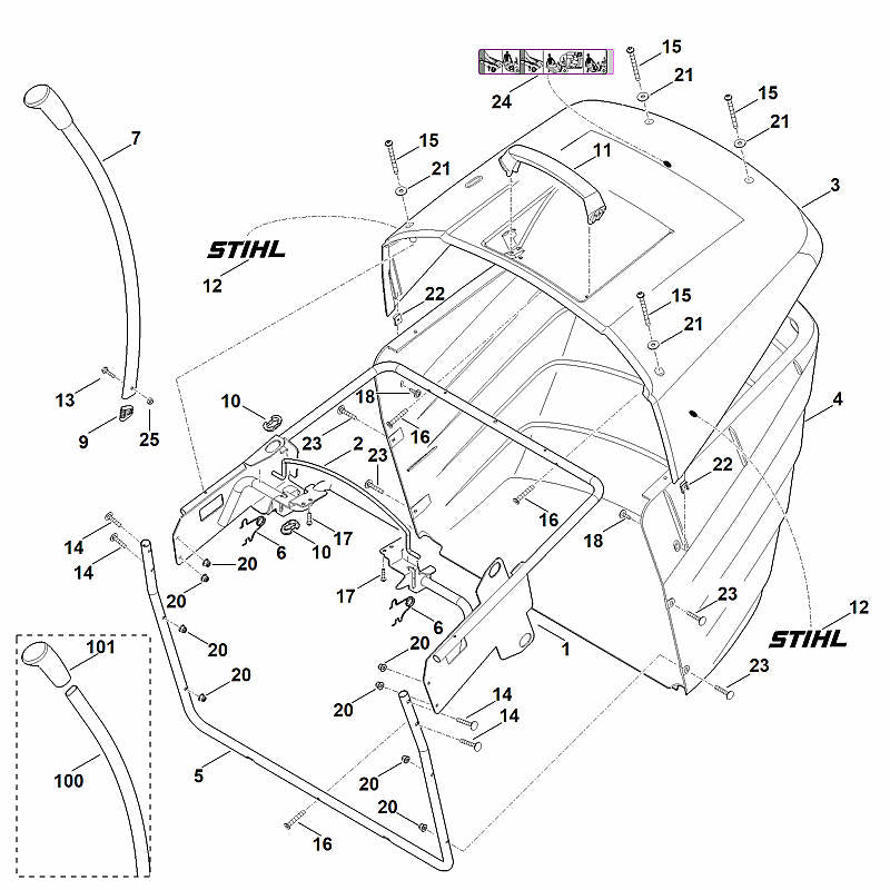 STIHL 6170-700-8902 Deckel positie 3 technische tekening