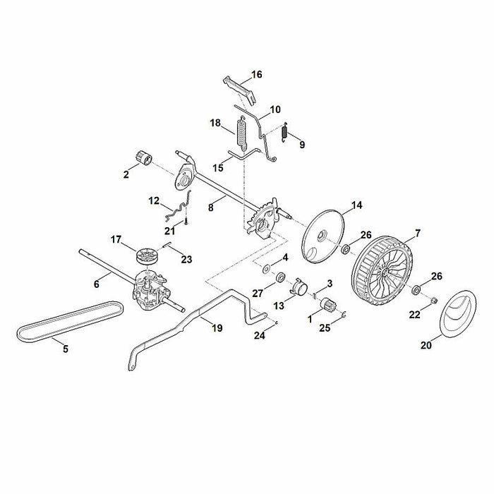 STIHL 6338-704-3600 Abdeckung positie 14 technische tekening
