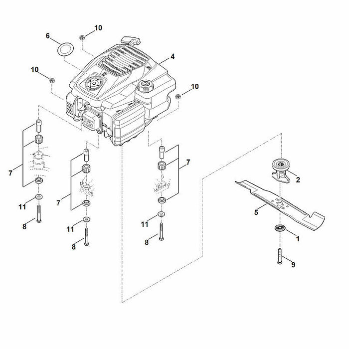 STIHL 6338-702-0100 Messer positie 5 technische tekening
