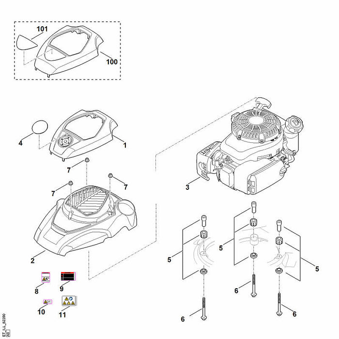 STIHL 6374-967-1511 Typenschild RM 655 VS positie 101 technische tekening