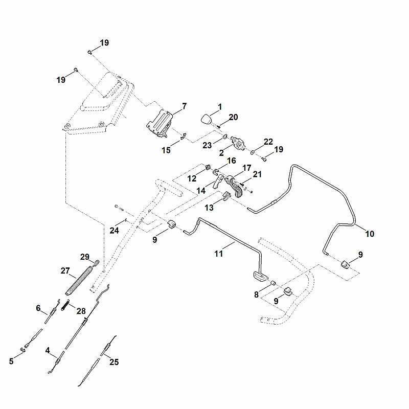 STIHL 6364-180-1100 Gaszug positie 25 technische tekening