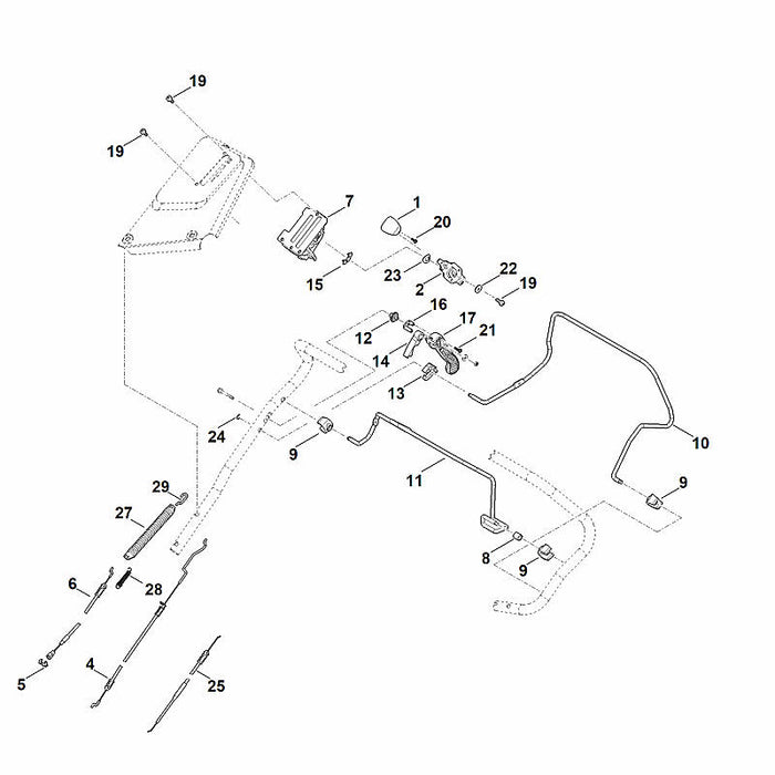 STIHL 6364-180-1100 Gaszug positie 25 technische tekening