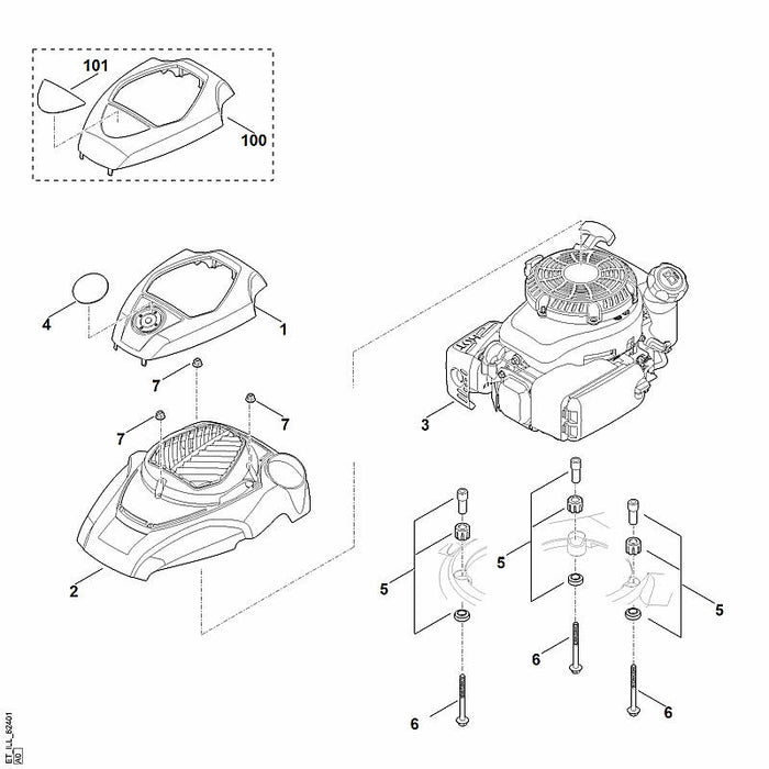 STIHL 6374-967-1521 Typenschild RM 655 RS positie 101 technische tekening