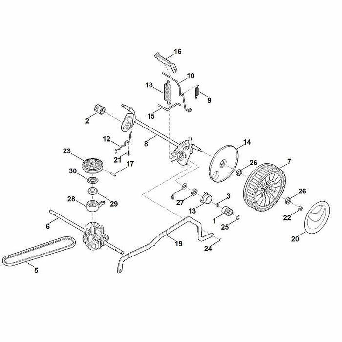 STIHL 6358-704-2100 Keilriemen positie 5 technische tekening