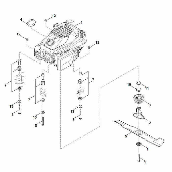 STIHL 6358-702-0100 Messer positie 5 technische tekening