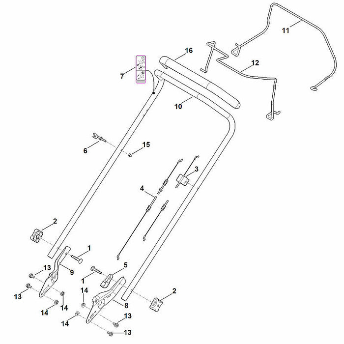STIHL 6371-967-4401 Aufkleber positie 7 technische tekening