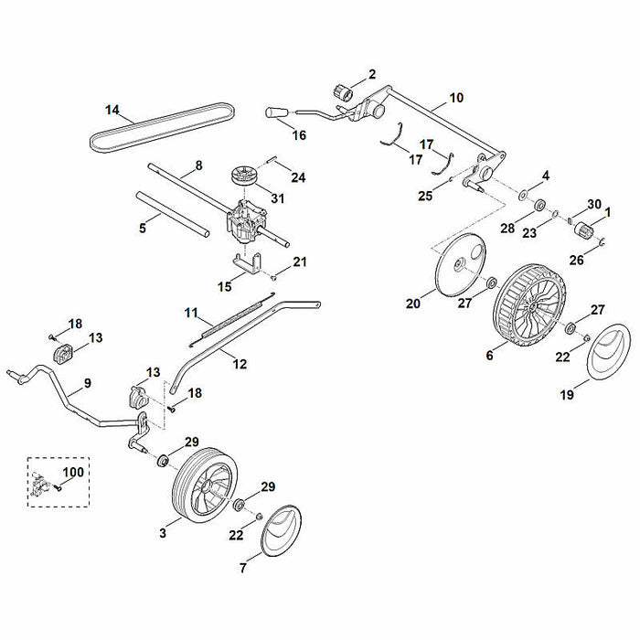 STIHL 6350-640-0106 Getriebe positie 8 technische tekening