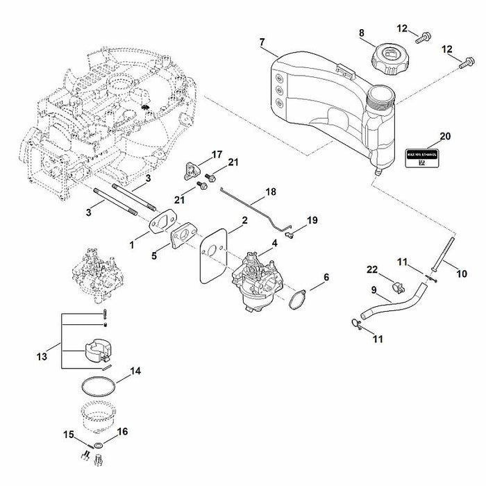 STIHL 0004-007-1815 Reparatursatz Vergaser positie 13 technische tekening