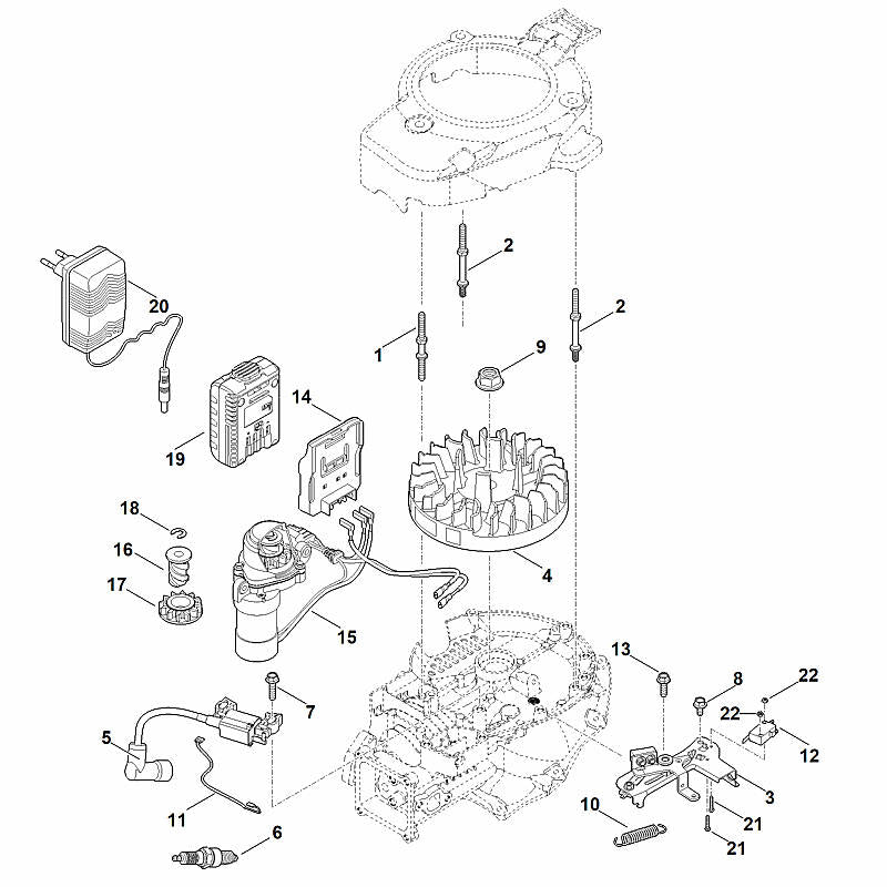 STIHL 0004-403-0400 Batteriehalter positie 14 technische tekening