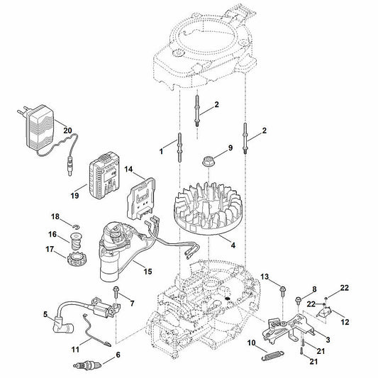 STIHL 0004-403-0400 Batteriehalter positie 14 technische tekening