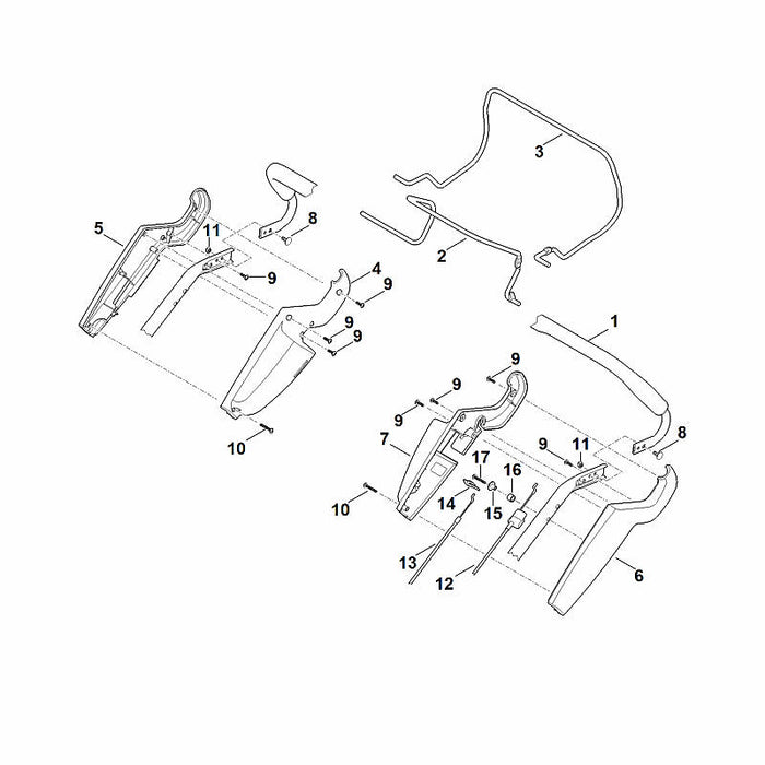 STIHL 6375-764-0602 Gehäusehälfte positie 6 technische tekening