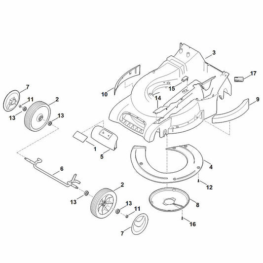 STIHL 0000-701-3601 Abdeckung positie 5 technische tekening
