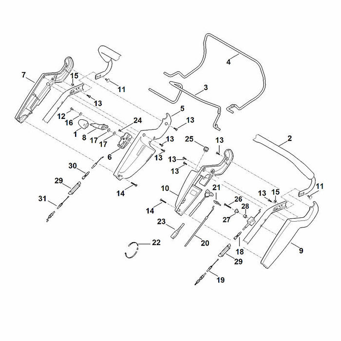STIHL 6340-182-1332 Gehäusehälfte positie 5 technische tekening