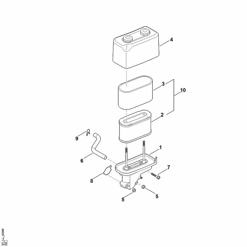 STIHL 0004-140-4411 Luftfilter positie 10 technische tekening
