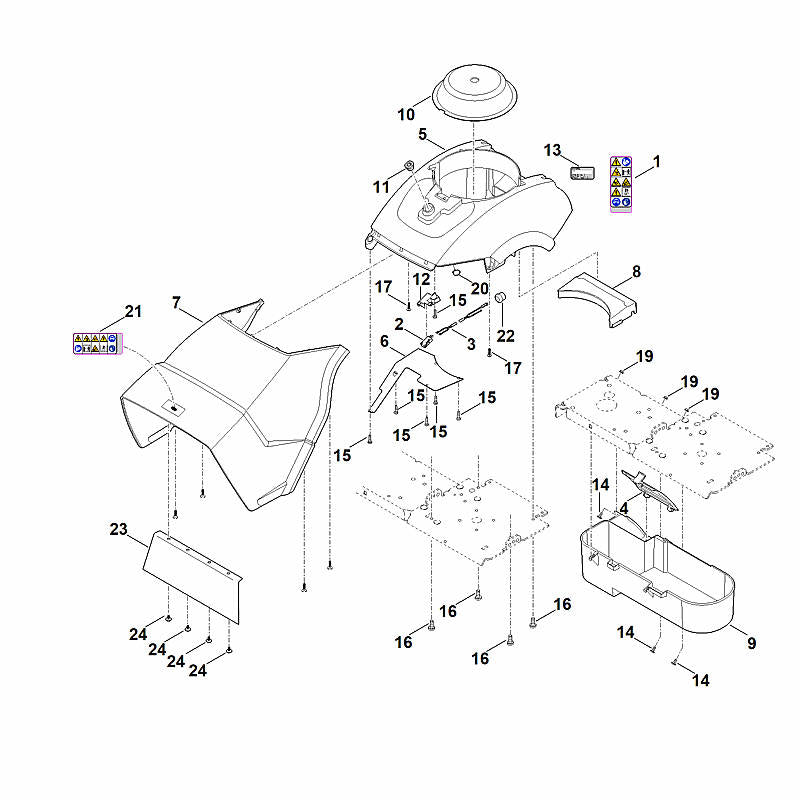 STIHL 0000-967-7404 Warnhinweis positie 21 technische tekening