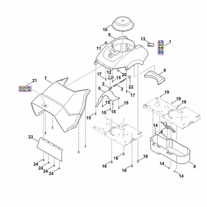 STIHL 0000-967-7404 Warnhinweis positie 21 technische tekening