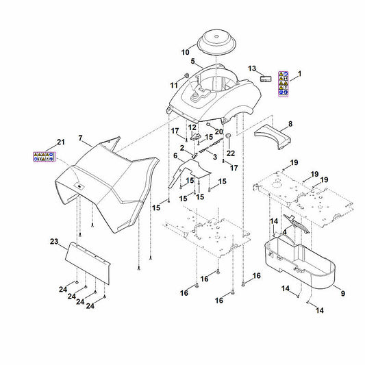 STIHL 0000-967-7406 Warnhinweis positie 1 technische tekening