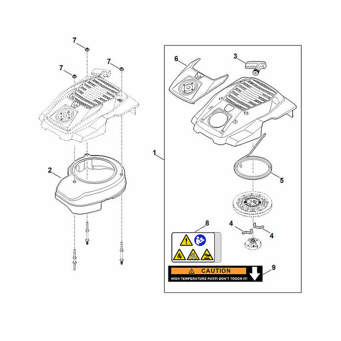 STIHL 6338-082-0426 Abdeckung positie 6 technische tekening