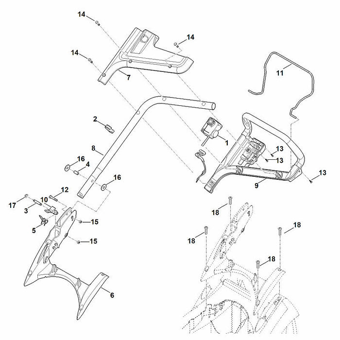 STIHL 9104-007-9991 Schneidschraube P8x40 positie 18 technische tekening