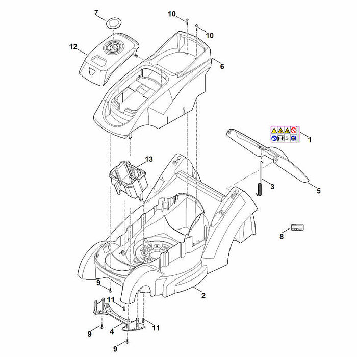 STIHL 0000-967-6746 Warnhinweis positie 1 technische tekening