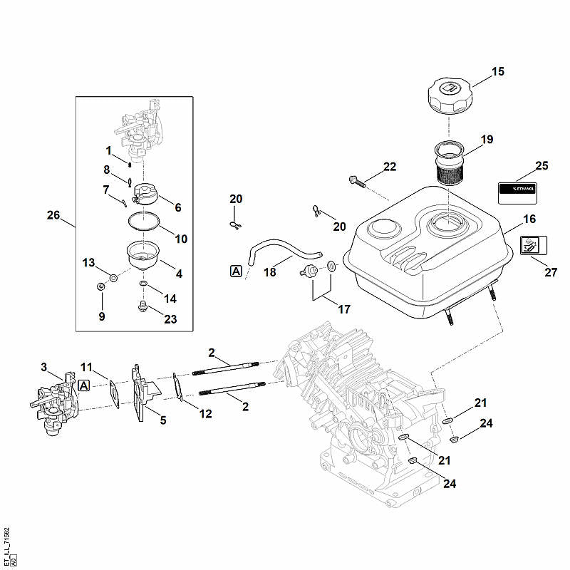 STIHL 0004-129-0940 Dichtung positie 14 technische tekening