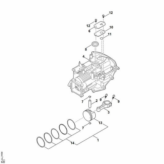 STIHL 0004-007-1033 Satz Kolbenringe positie 14 technische tekening