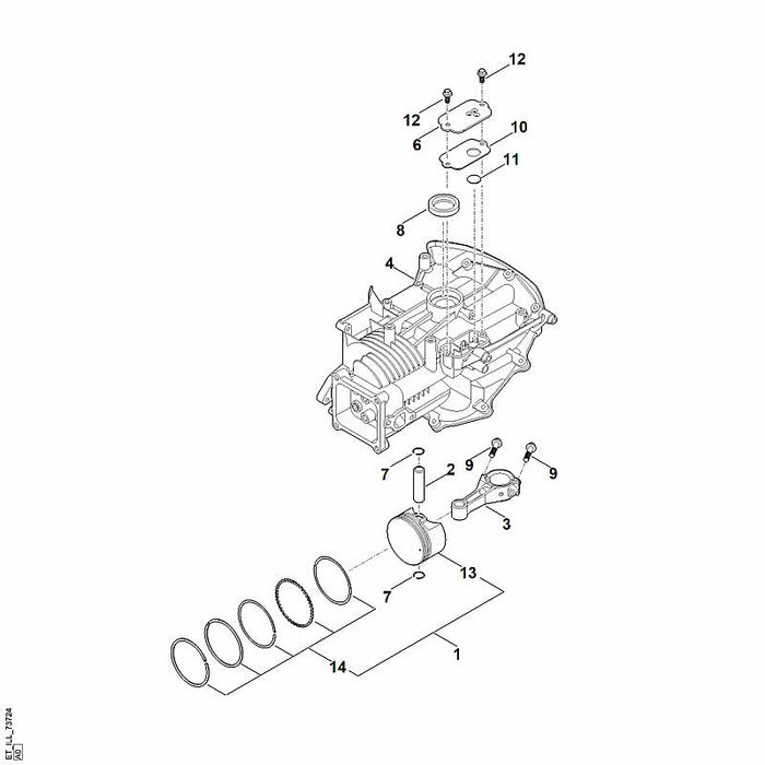 STIHL 0004-007-1033 Satz Kolbenringe positie 14 technische tekening