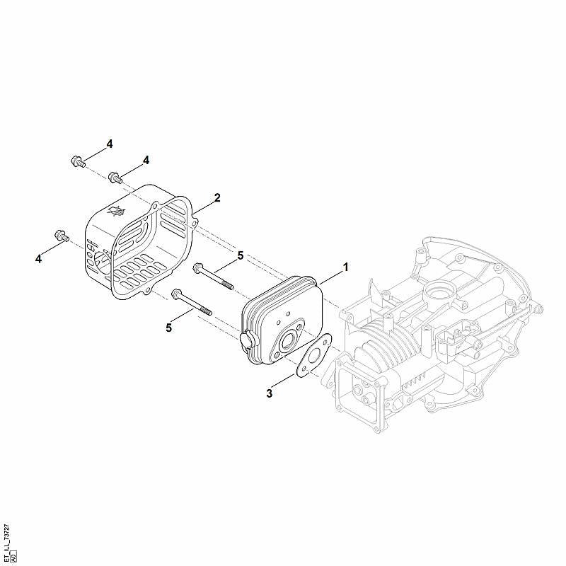 STIHL 0004-140-0616 Schalldämpfer positie 1 technische tekening