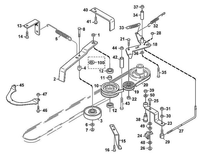 STIHL 9007-318-2500 Sechskantschraube M10x70 positie 43 technische tekening