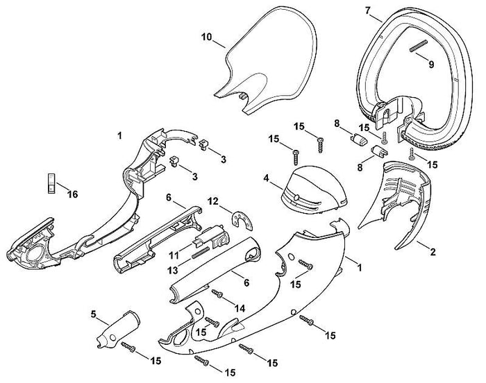 STIHL 9104-003-8736 Schneidschraube P4x16 positie 15 technische tekening