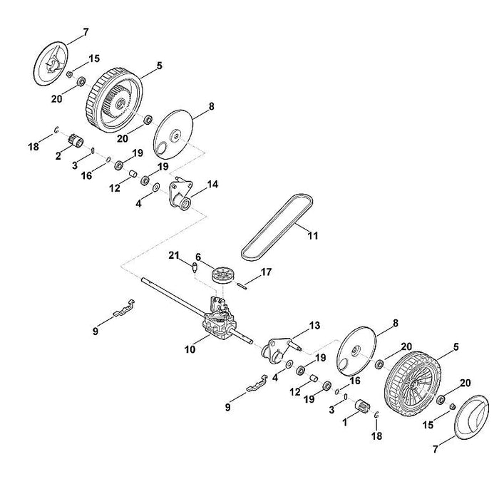 STIHL 6383-640-0100 Getriebe kpl. positie 10 technische tekening