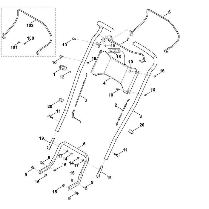 STIHL 6383-764-0230 Schalthebel positie 7 technische tekening