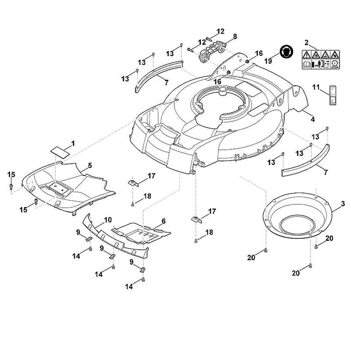 STIHL 6383-706-7310 Schutzleiste positie 7 technische tekening