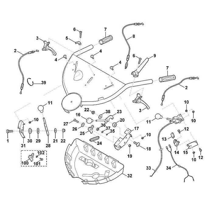 STIHL 6395-780-3400 Sperrhebel positie 25 technische tekening