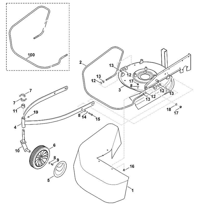 STIHL 6380-706-2801 Bügel positie 2 technische tekening