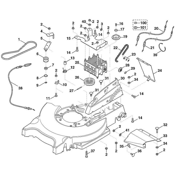 STIHL 6395-706-8220 Schutzblech positie 33 technische tekening