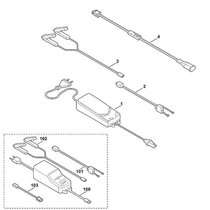STIHL 6907-440-0710 Adapterkabel positie 103 technische tekening