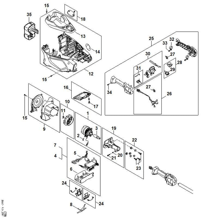STIHL FA019671520 Typenschild FSA 135 R positie 14 technische tekening