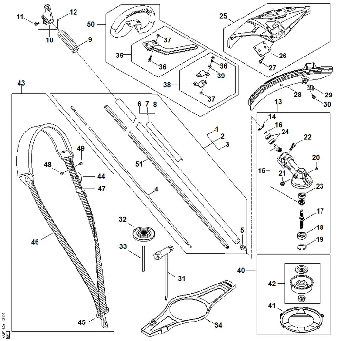 STIHL FA017107100 Schaft positie 1 technische tekening