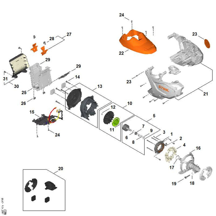 STIHL FA030074900 Satz Puffer positie 20 technische tekening
