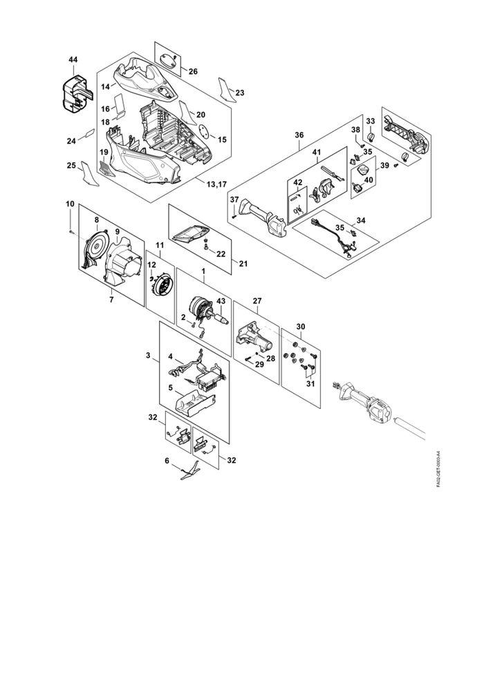 STIHL FA026000800 Motorgehäuse positie 13 technische tekening