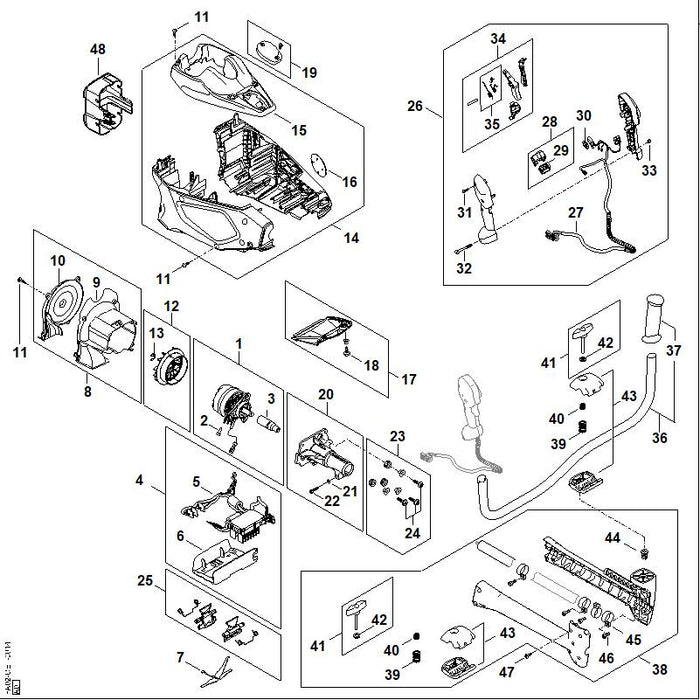 STIHL FA024301400 Elektronikmodul positie 5 technische tekening