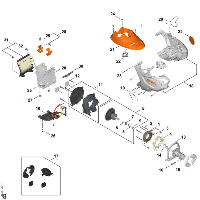 STIHL FA029671504 Typenschild positie 23 technische tekening