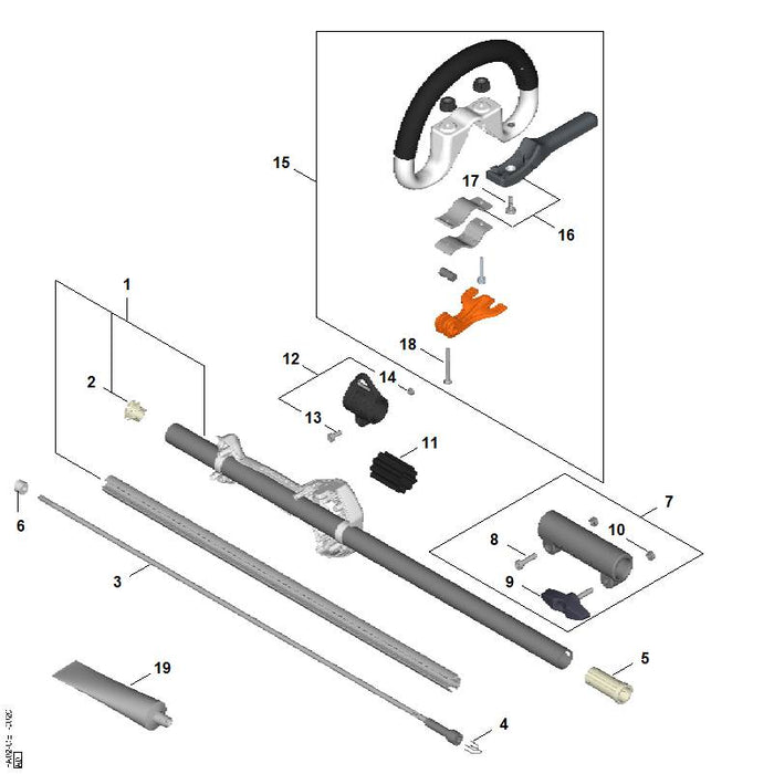 STIHL 4140-710-7120 Schaft Ø 25,4 mm x 0,64 m positie 1 technische tekening