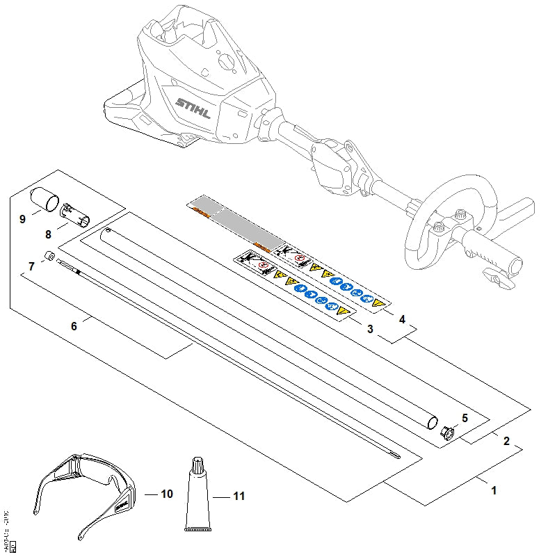 STIHL 4140-710-3225 Antriebswelle positie 6 technische tekening