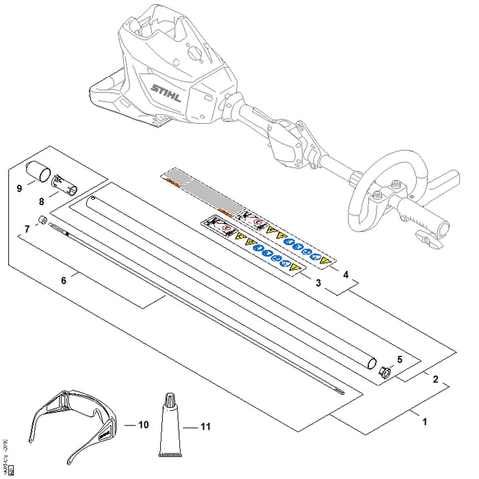 STIHL 4140-710-3225 Antriebswelle positie 6 technische tekening