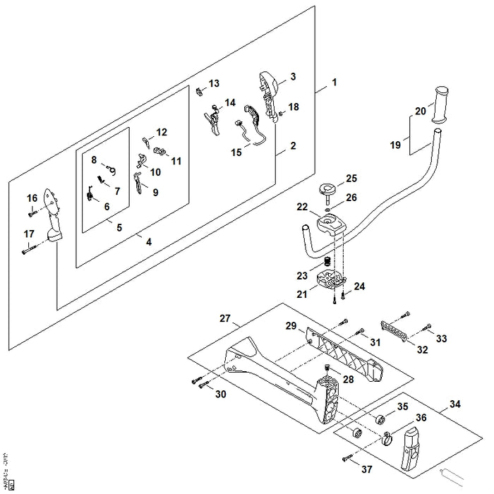STIHL FA037901300 Bedienungsgriff positie 1 technische tekening